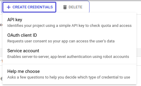 Create credentials and select OAuth client ID 